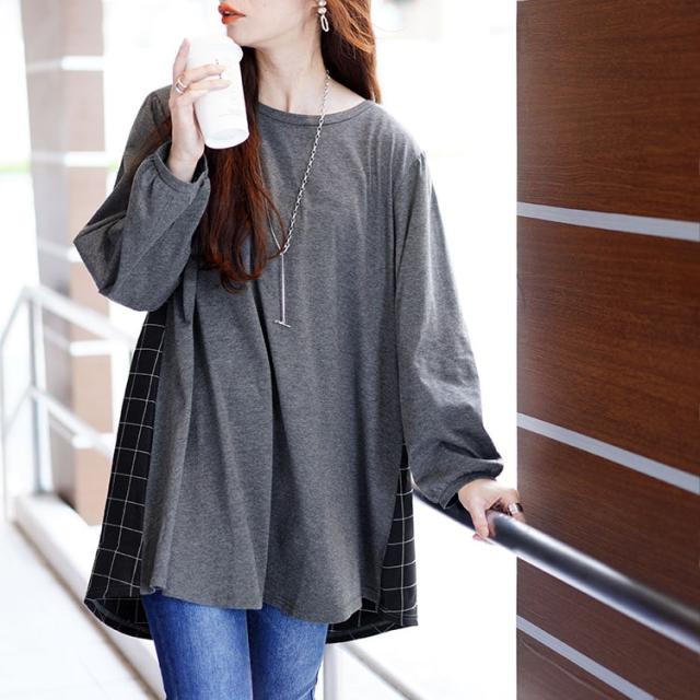 後ろチェック切り替えチュニック