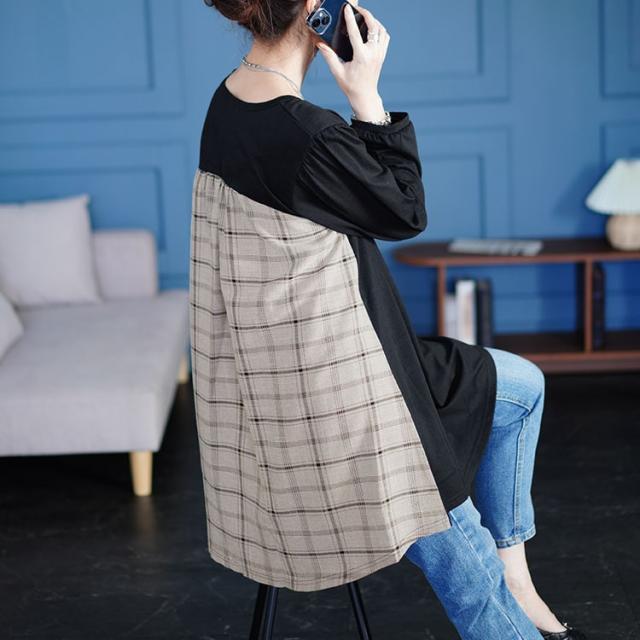 後ろチェック切り替えチュニック