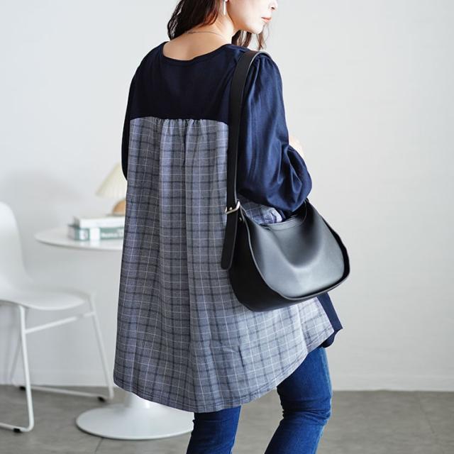 後ろチェック切り替えチュニック