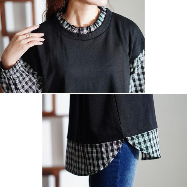 フェイクレイヤードチェックプルオーバー