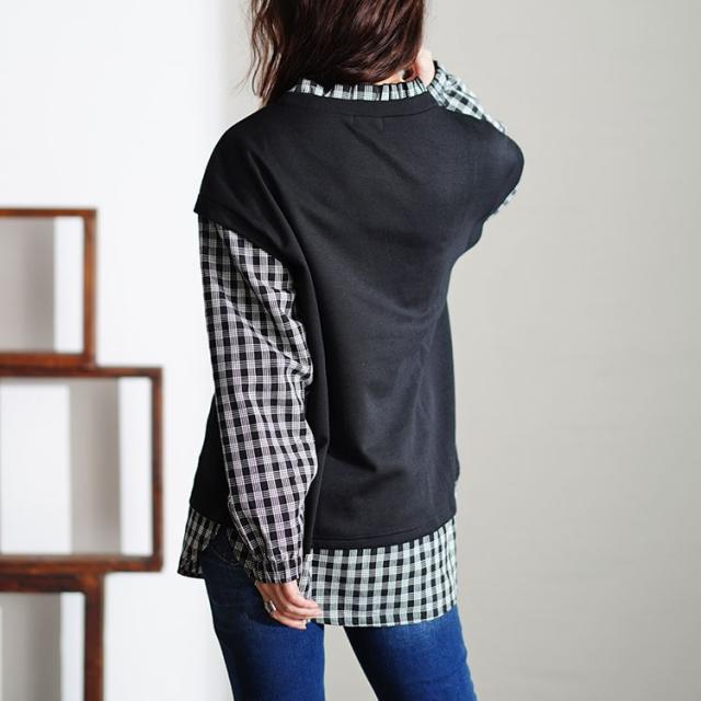 フェイクレイヤードチェックプルオーバー