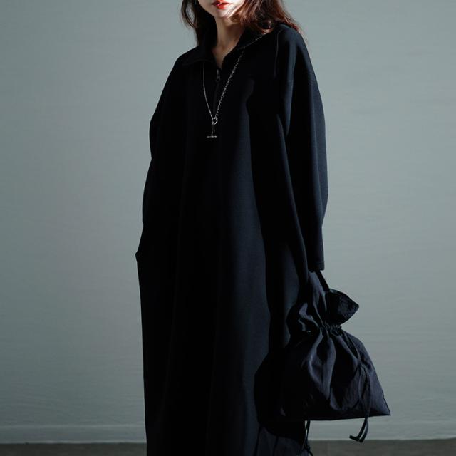 ハーフジップサイドスリットワンピース