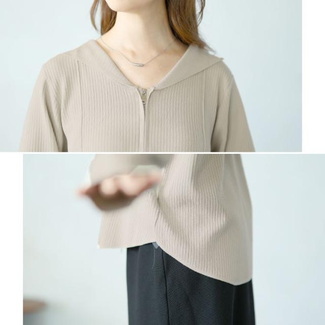 ダブルジップリブニットパーカー