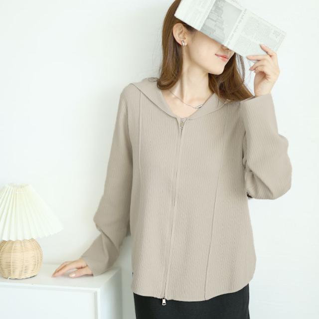 ダブルジップリブニットパーカー