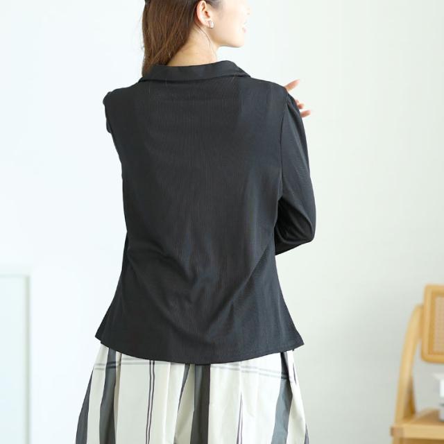 フェイクボタンスキッパーブラウス