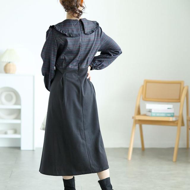 チェック柄ブラウスドッキングワンピース