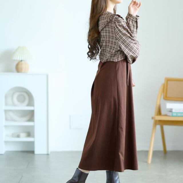 チェック柄ブラウスドッキングワンピース