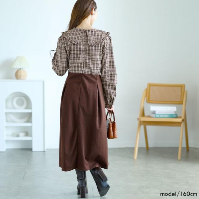 チェック柄ブラウスドッキングワンピース