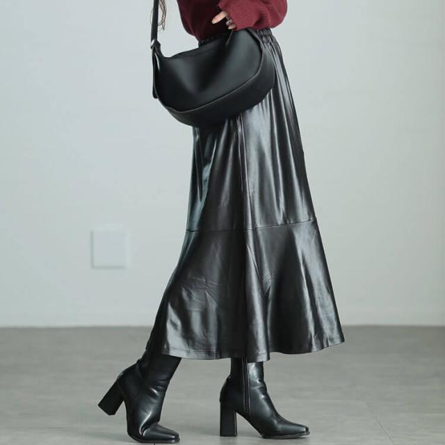 ストレッチフェイクレザーマーメイドスカート