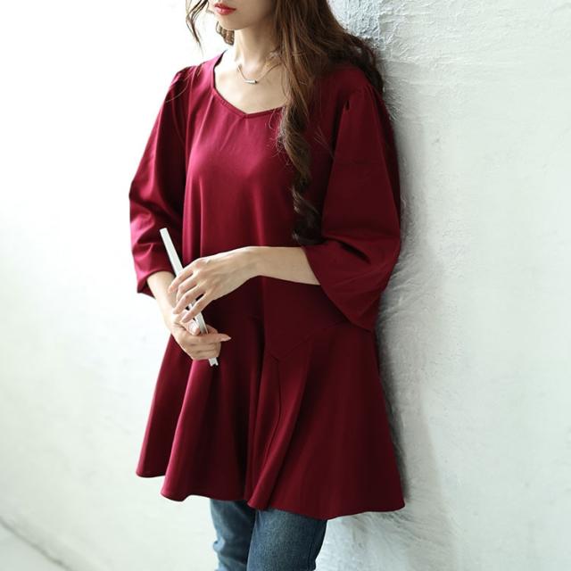 ダイヤモンドネックペプラムチュニック