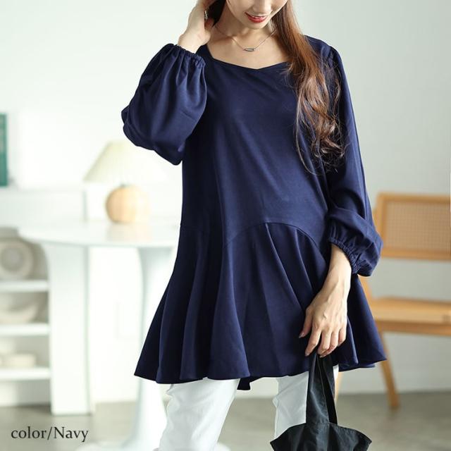 ダイヤモンドネックペプラムチュニック