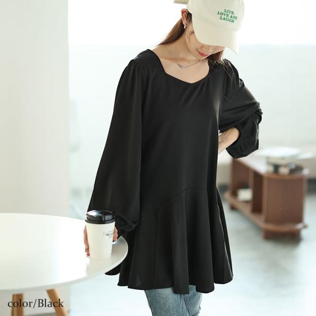 ダイヤモンドネックペプラムチュニック