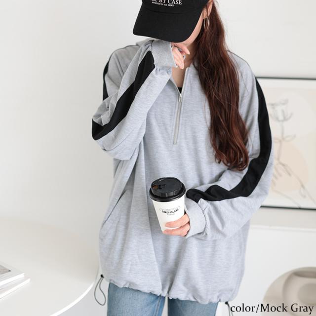 袖ラインハーフジップパーカー