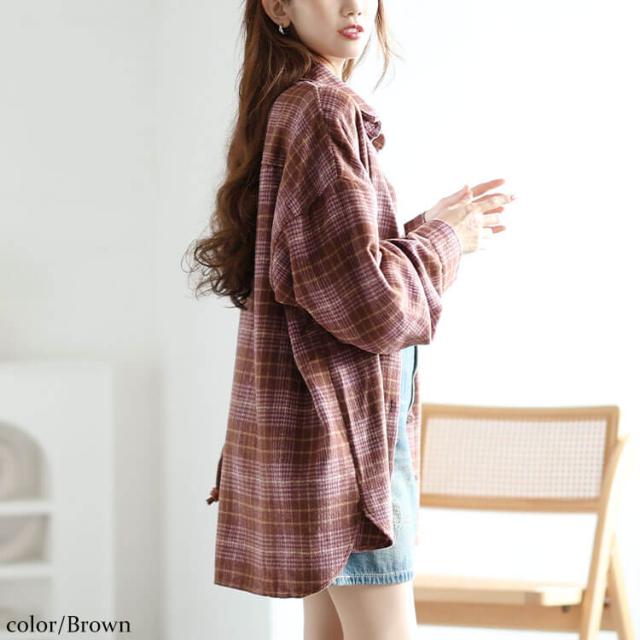 チェック柄ネルシャツ