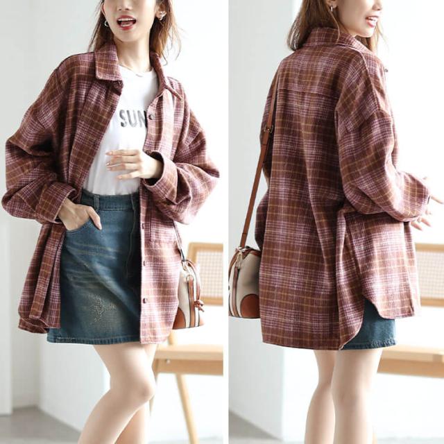 チェック柄ネルシャツ