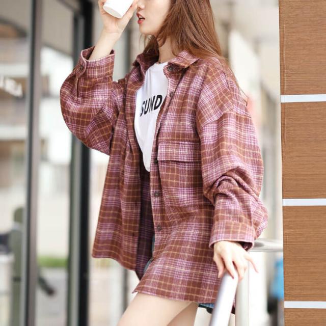 チェック柄ネルシャツ