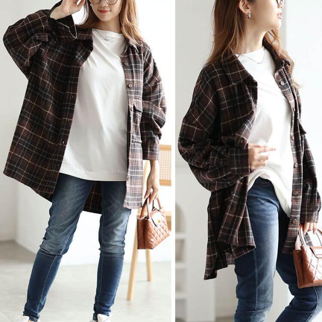 チェック柄ネルシャツ