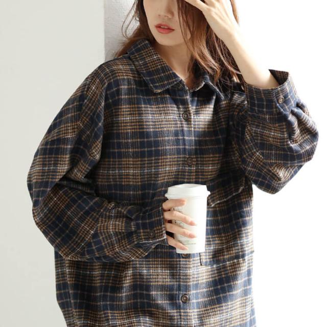 チェック柄ネルシャツ