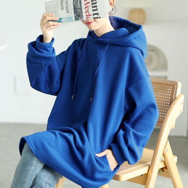 裏起毛ラウンドヘムチュニックパーカー