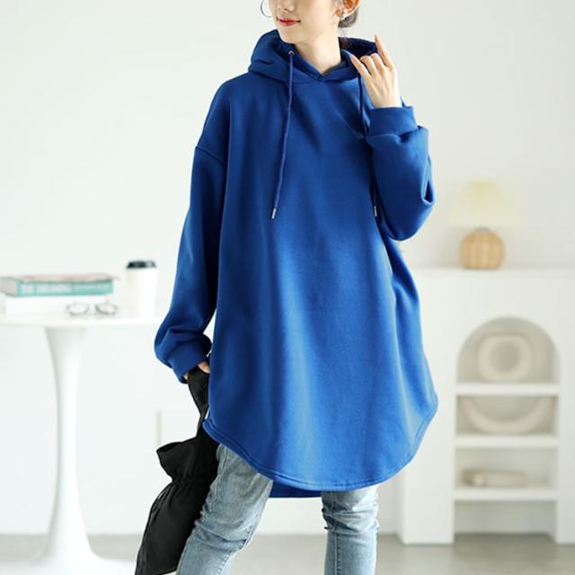 裏起毛ラウンドヘムチュニックパーカー