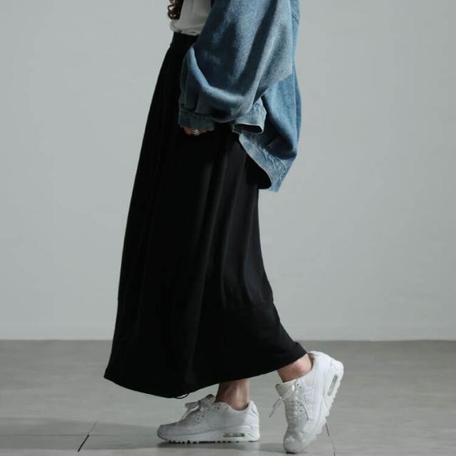 裏起毛裾ドロストバルーンスカート