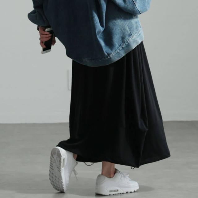 裏起毛裾ドロストバルーンスカート