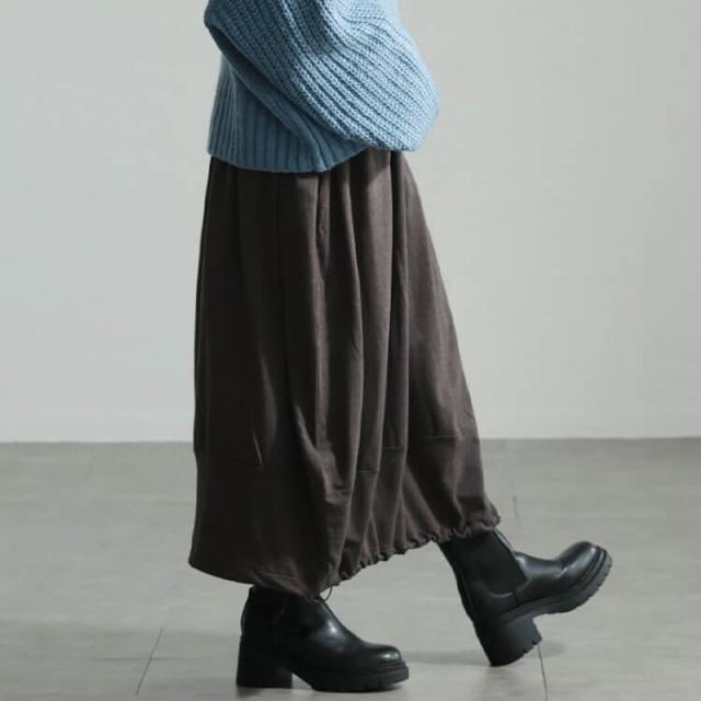 裏起毛裾ドロストバルーンスカート