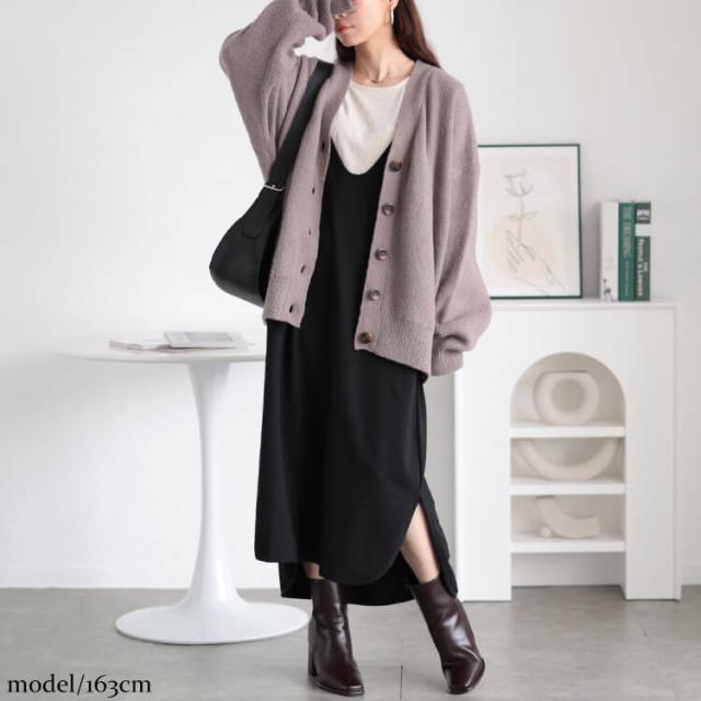 Vネックコットンスウェットロングベスト