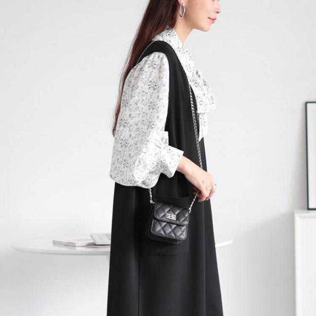 Vネックコットンスウェットロングベスト