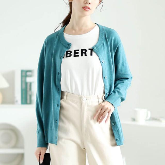 洗えるクルーネックカーディガン