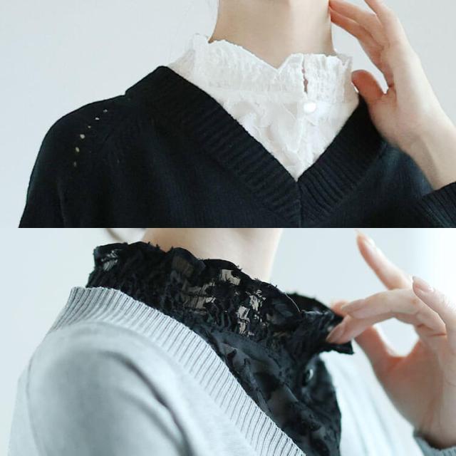 花柄シアーシャーリング付け襟