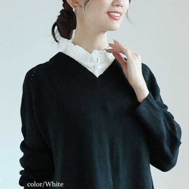 花柄シアーシャーリング付け襟