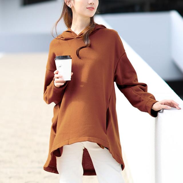 裏起毛ゆるコクーンパーカーチュニック