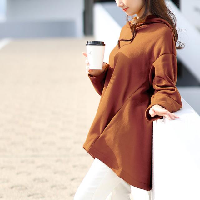 裏起毛ゆるコクーンパーカーチュニック