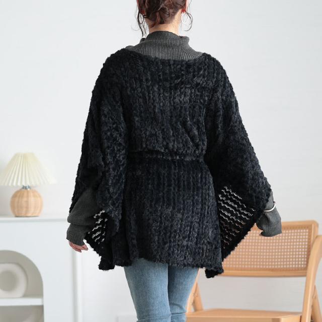 ドロストポンチョ風ニットチュニック