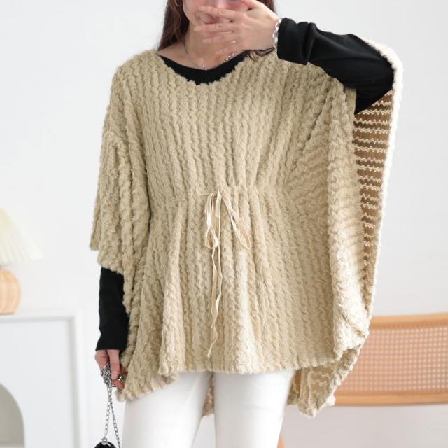 ドロストポンチョ風ニットチュニック