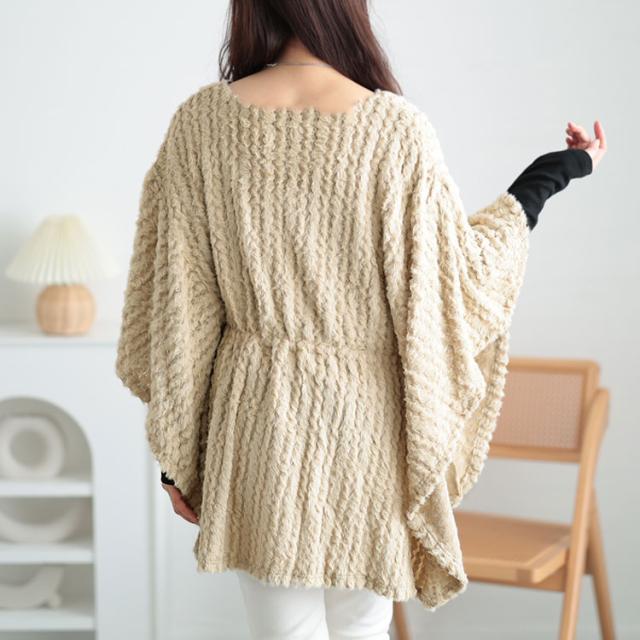 ドロストポンチョ風ニットチュニック