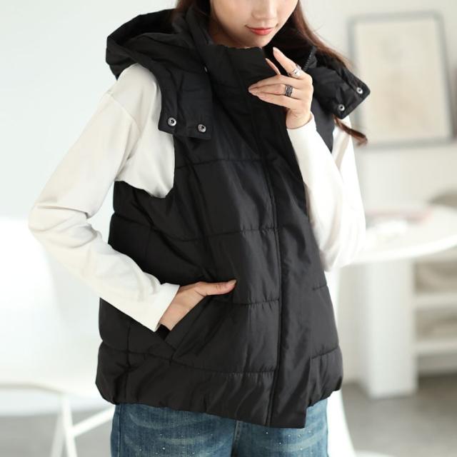 防風撥水フード取り外し中綿ベスト