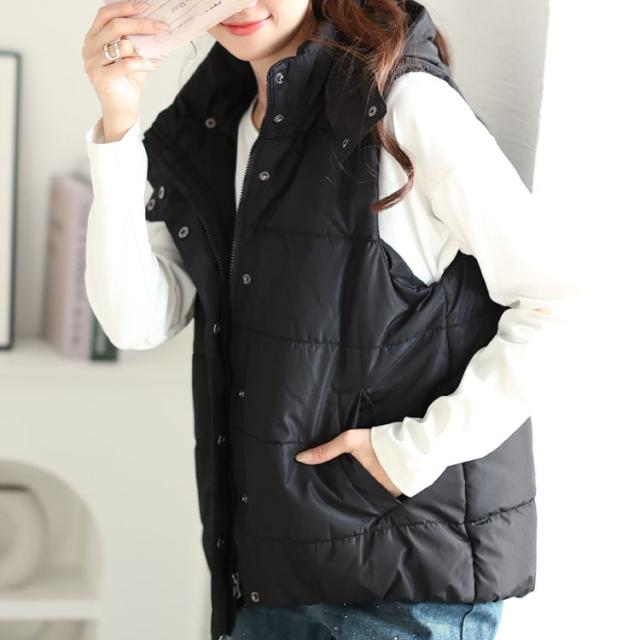 防風撥水フード取り外し中綿ベスト