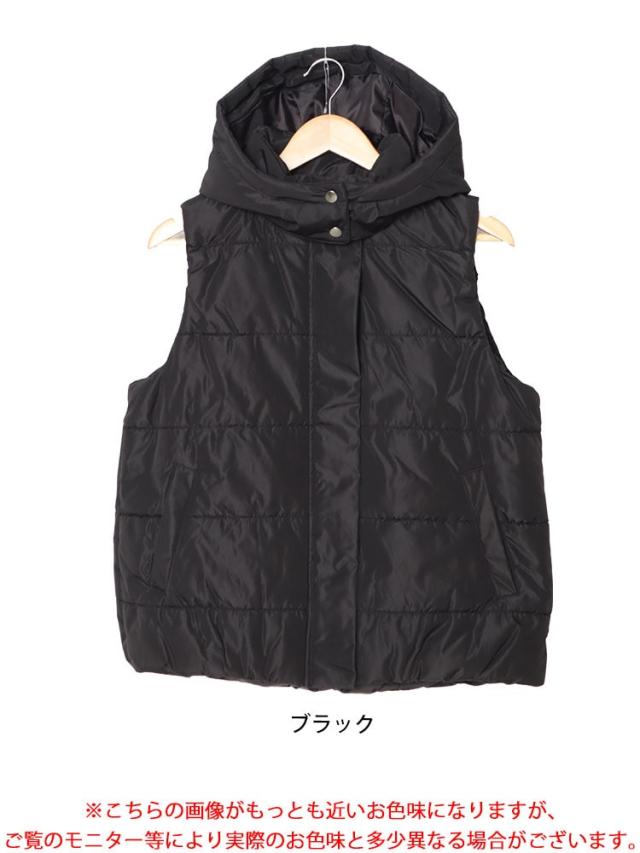 防風撥水フード取り外し中綿ベスト