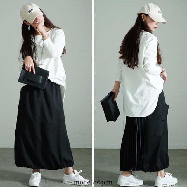 プリーツ切り替えバルーンスカート