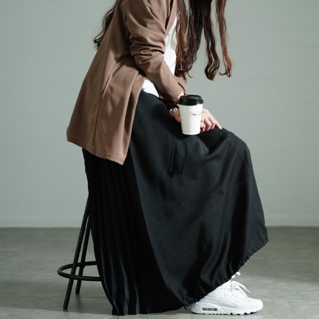 プリーツ切り替えバルーンスカート