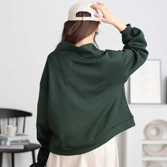 ハーフジップクロップドプルオーバー