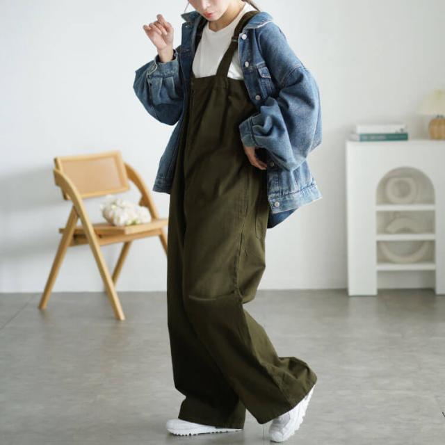 フロントジップサロペットパンツ