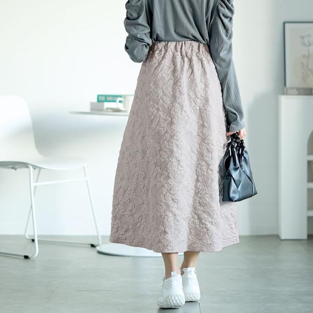 フロントジップふくれジャガードスカート