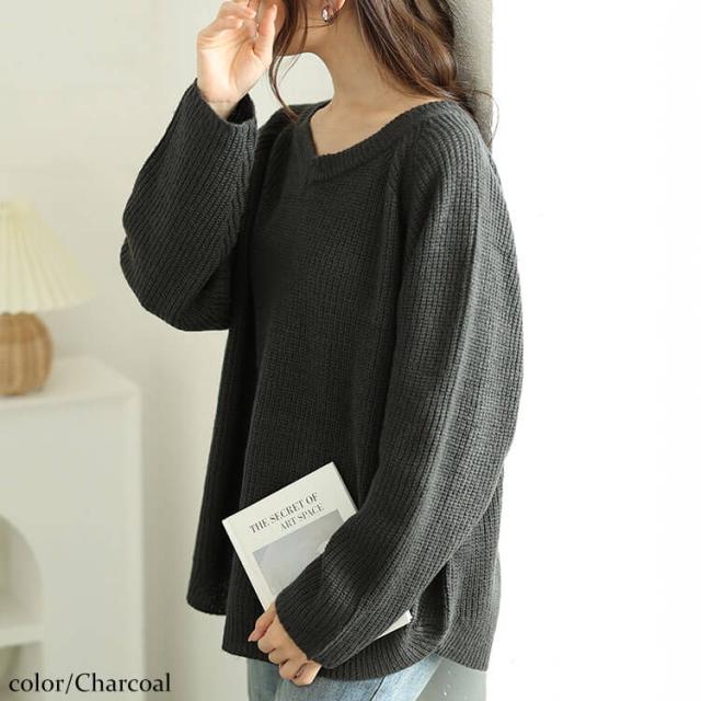 前後2wayラメリブニット