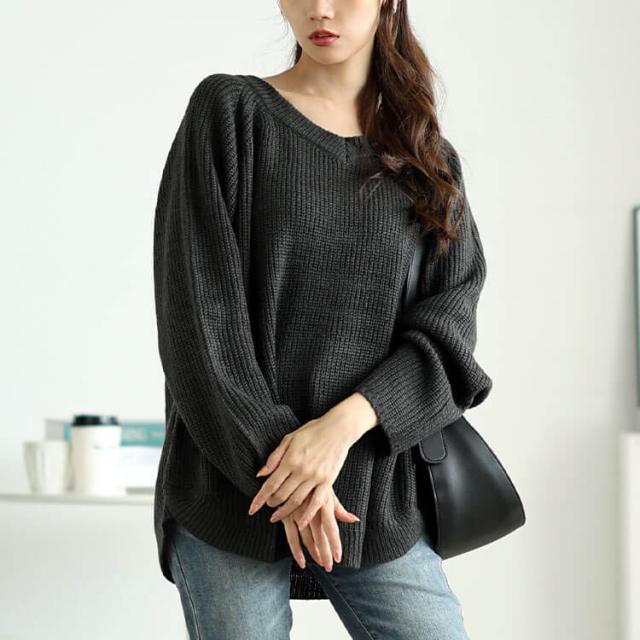 前後2wayラメリブニット