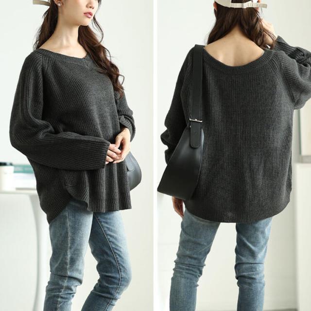 前後2wayラメリブニット