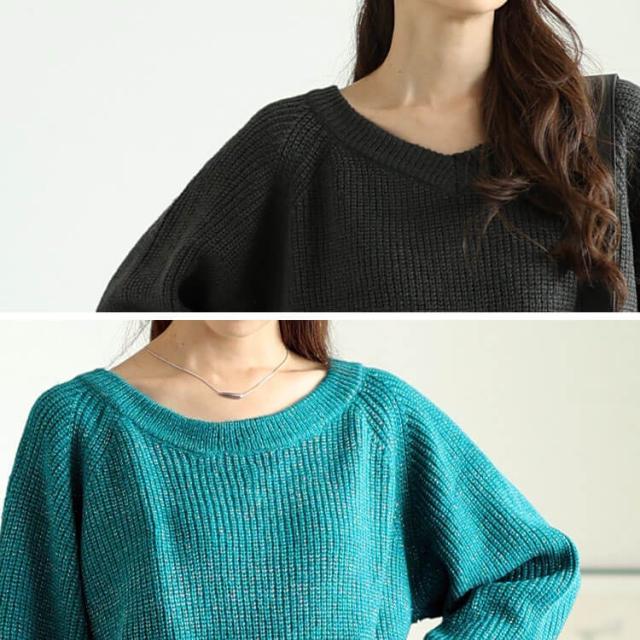 前後2wayラメリブニット