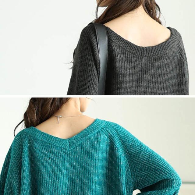 前後2wayラメリブニット